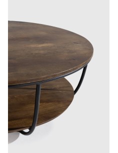 MESA CENTRO REDONDA DELHI 90. MADERA de MANGO y metal 2