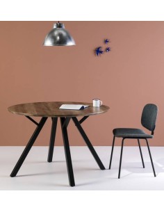 MESA REDONDA de diseño LIVI 120, ROBLE, NEGRO 2