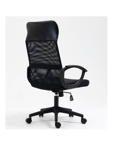 Sillón de oficina TONER, malla y asiento negro