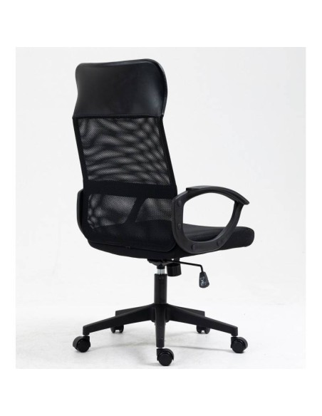 Sillón de oficina TONER, malla y asiento negro