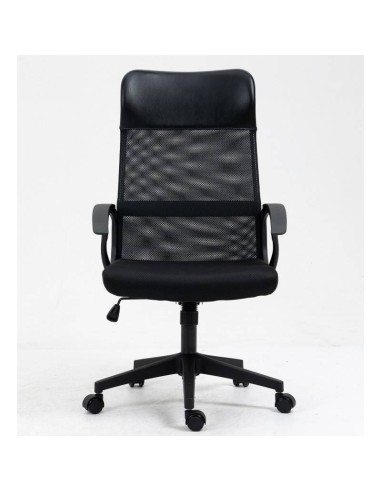 Sillón de oficina TONER, malla y asiento negro