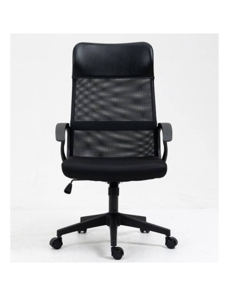 Sillón de oficina TONER, malla y asiento negro