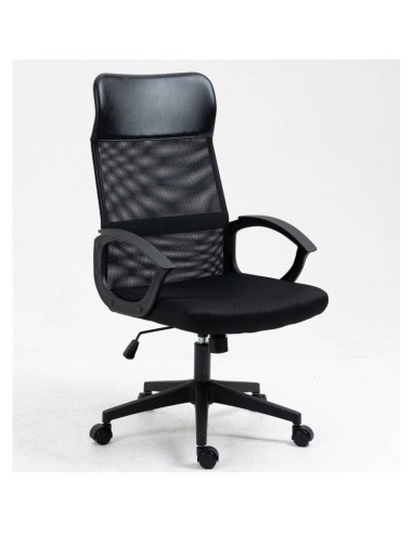 Sillón de oficina TONER, malla y asiento negro