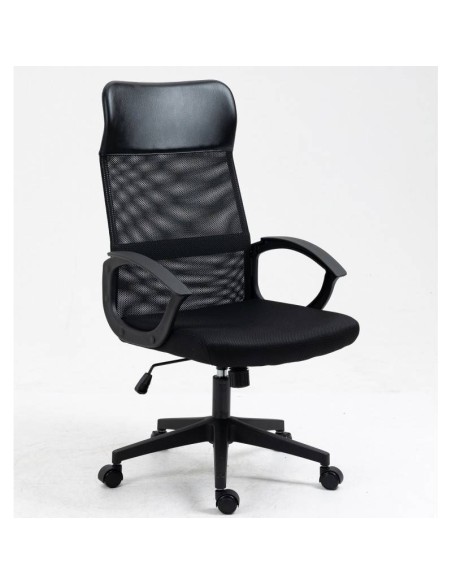Sillón de oficina TONER, malla y asiento negro
