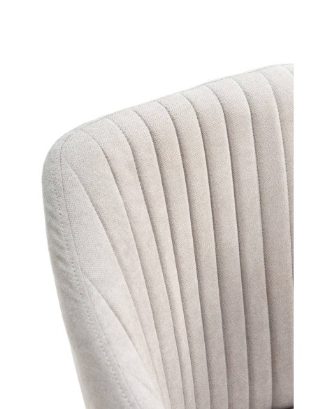 Silla con brazos NADI, tela gris y base metal NEGRA