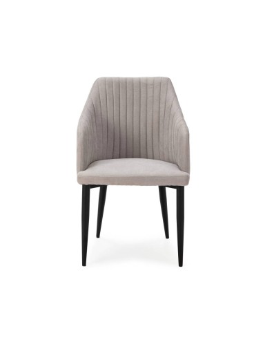 Silla con brazos NADI, tela gris y base metal...