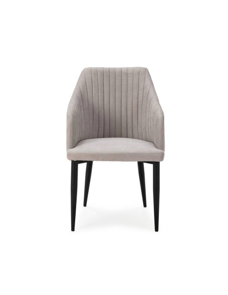 Silla con brazos NADI, tela gris y base metal NEGRA