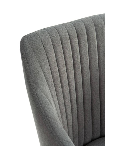 Cadeira NADI com braços, tecido cinza escuro e base metálica PRETA