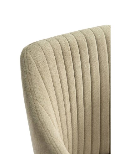 Silla con brazos NADI, tela verde y base metal...