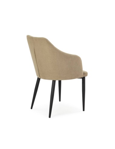 Silla con brazos NADI, tela verde y base metal...