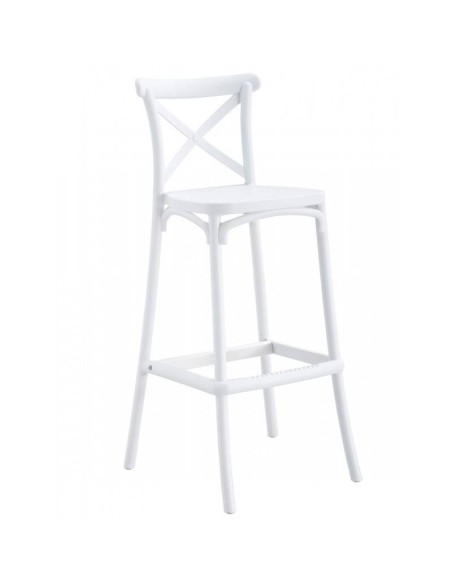 Taburete exterior CROSS 75, apilable, polipropileno blanco