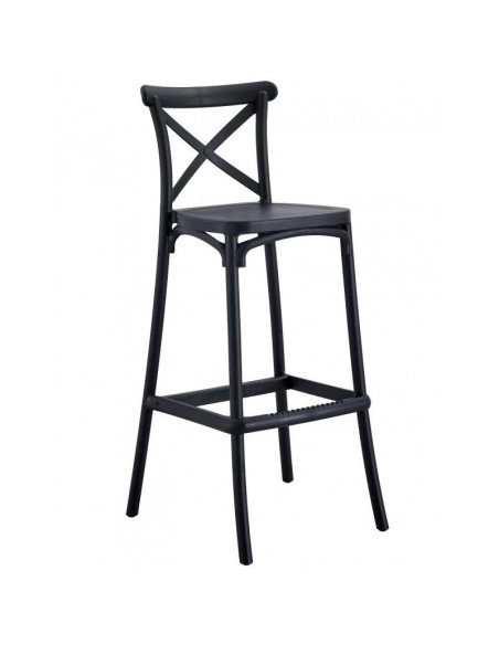 Banqueta para exterior CROSS 75, empilhável, polipropileno cinza antracite