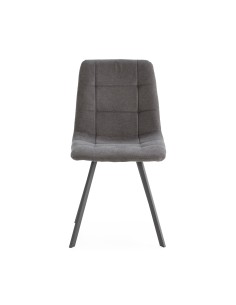 Silla de comedor LAVA, tejido gris oscuro patas metal negro. 2