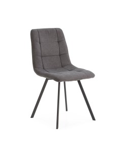 Silla de comedor LAVA, tejido gris oscuro patas metal negro.