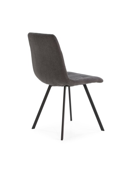 Silla de comedor LAVA, tejido gris oscuro patas metal negro.