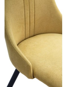 Silla de comedor MANI, tejido mostaza patas metal negro. 2