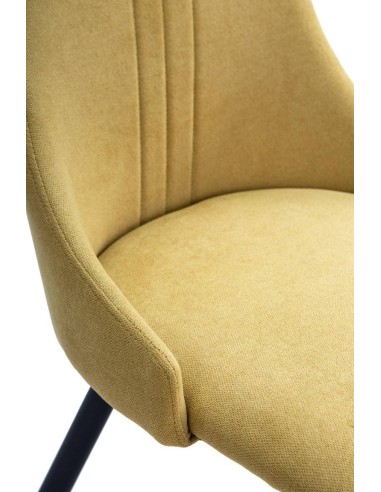 Silla de comedor MANI, tejido mostaza patas...