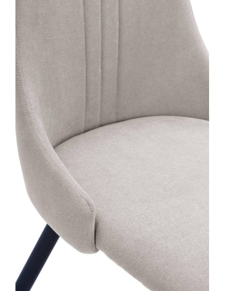 Silla de comedor MANI, tejido gris claro patas metal negro.