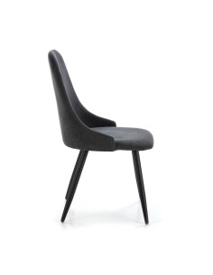 Silla de comedor MANI, tejido gris oscuro patas metal negro. 2
