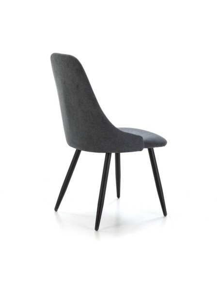 Silla de comedor MANI, tejido gris oscuro patas metal negro.