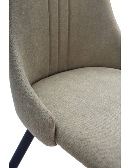 Silla de comedor MANI, tejido verde patas metal negro.