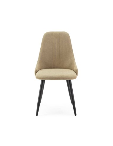 Silla de comedor MANI, tejido verde patas metal...