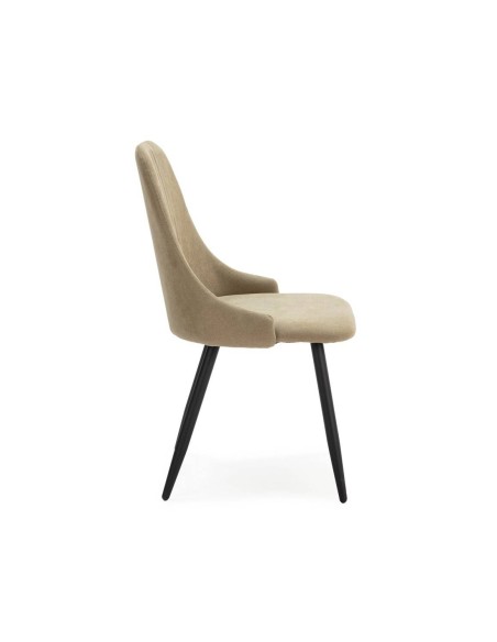 Silla de comedor MANI, tejido verde patas metal negro.