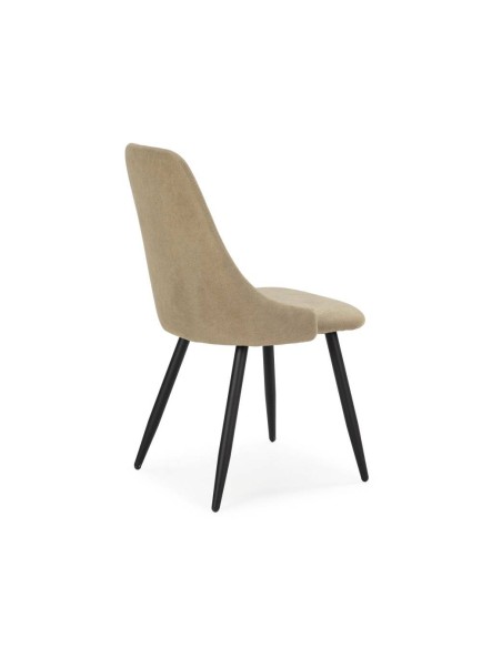 Silla de comedor MANI, tejido verde patas metal negro.