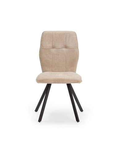 Silla de comedor MERY, tejido beige patas metal...