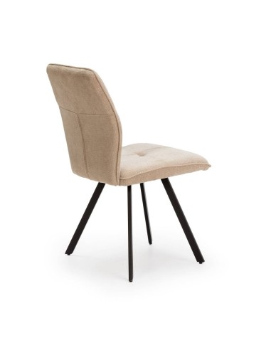 Silla de comedor MERY, tejido beige patas metal...
