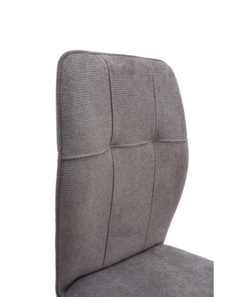 Silla de comedor MERY, tejido gris oscuro patas metal negro.