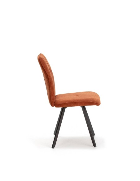 Silla de comedor MERY, tejido marrón patas metal negro.