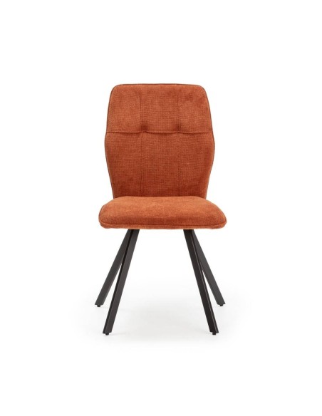 Silla de comedor MERY, tejido marrón patas metal negro.
