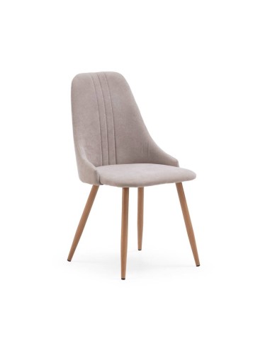 Silla de comedor SEUL, tejido beige patas metal.