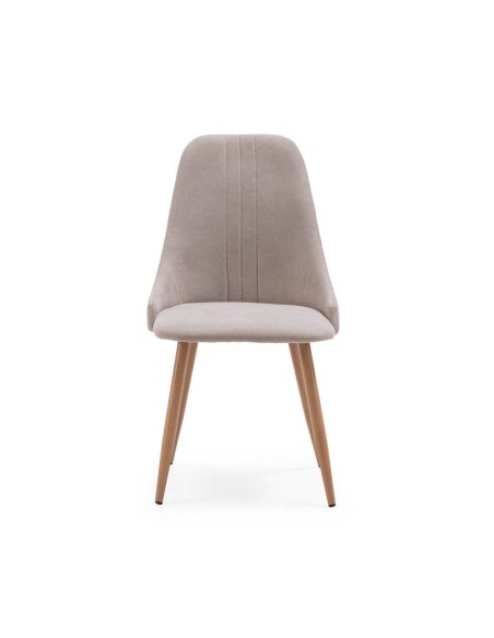 Silla de comedor SEUL, tejido beige patas metal.