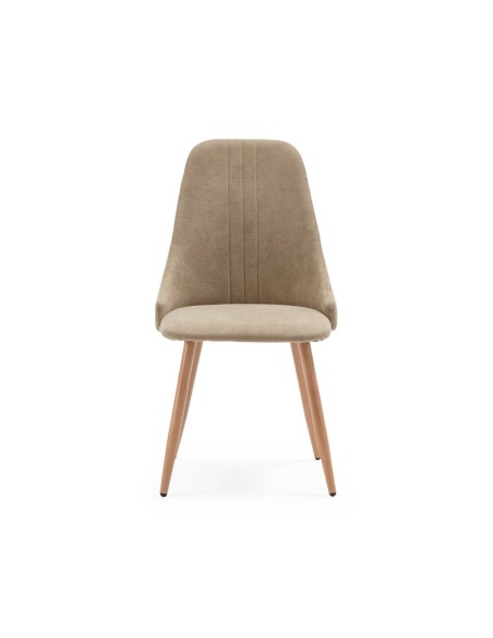 Silla de comedor SEUL, tejido verde y metal.