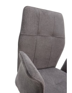 Silla con brazos MERY, tejido gris oscuro y metal negro 2