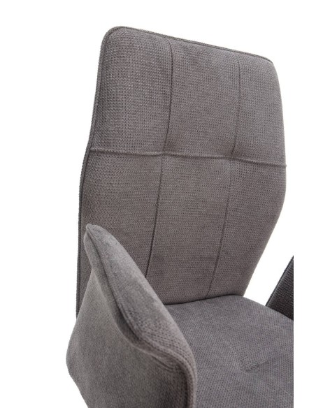 Silla con brazos MERY, tejido gris oscuro y metal negro
