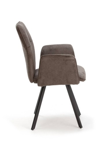 Silla con brazos MERY, tejido gris oscuro y...
