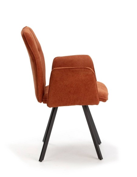 Cadeira com braços MERY, tecido marrom e metal preto