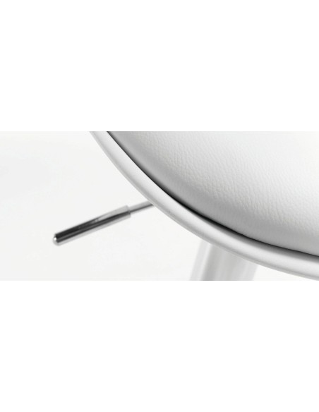 Banqueta Orlando 60-81, assento em couro sintético branco e base cromada