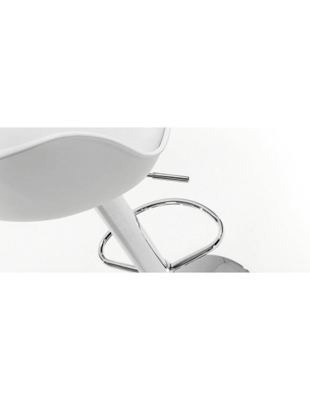 Banqueta Orlando 60-81, assento em couro sintético branco e base cromada