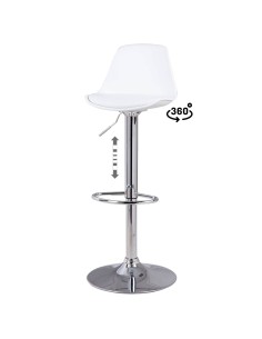 Taburete Orlando 60-81, asiento de cuero sintético blanco... 2