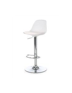 Taburete Orlando 60-81, asiento de cuero sintético blanco...