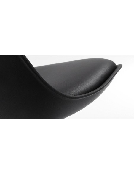 Taburete Orlando 60-81, asiento de cuero sintético negro y base cromada
