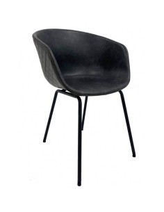 Silla con brazos MARCK, similpiel gris antracita, patas...