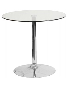 Mesa redonda de vidro BAU 70, base cromada