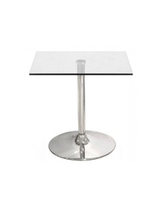 Mesa quadrada de vidro BAU 70, base cromada