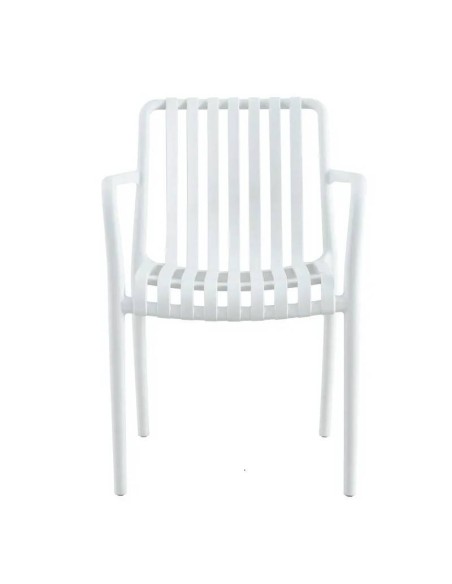 Cadeira com braços exterior Isabelli, empilhável, branco