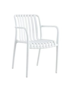 Cadeira com braços exterior Isabelli, empilhável, branco